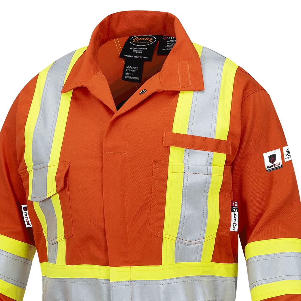 Pioneer Women's FR-Tech® Hi-Vis 88/12 7 oz FR/ARC–Rated Safety Coveralls – Hi-Vis Orange