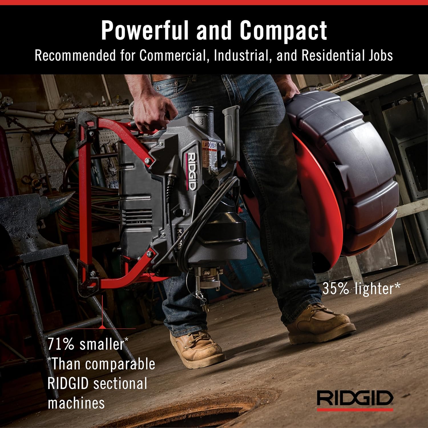 Ridgid 61693 K-5208, máquina limpiadora de desagües de 115 V 60 Hz con manguera guía, 4 cables C-11, transportador de cables seccional y kit de caja de herramientas (con cortadores)
