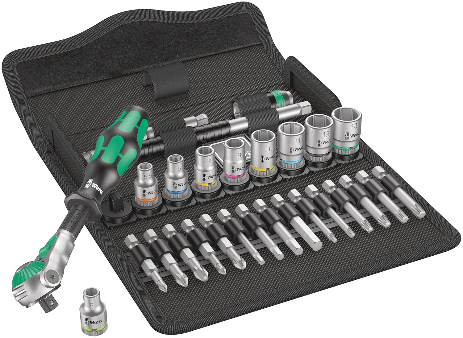 Wera 05004016001 8100 SA 6 Zyklop Metric Speed Ratchet Set (28-Piece, 1/4” Drive)
