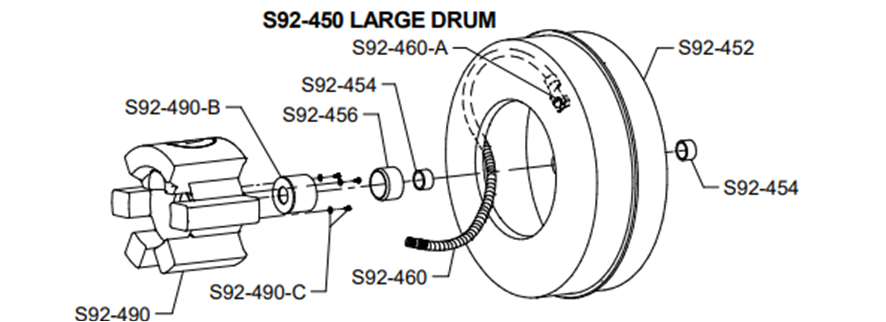 General S92450 Large Drum Complete w/Shaft & Spring Distributor Tube for 3/4’’ & 5/8’’ Cables