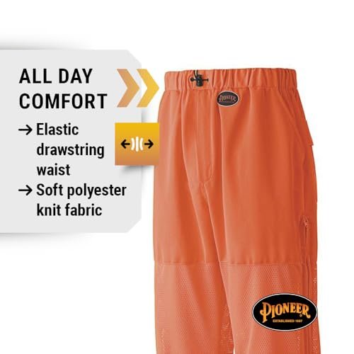 Pioneer Easy Boot Access 5 Pockets Work Pants, Adjustable Elastic Waist, Hi Vis and Reflective Stripe