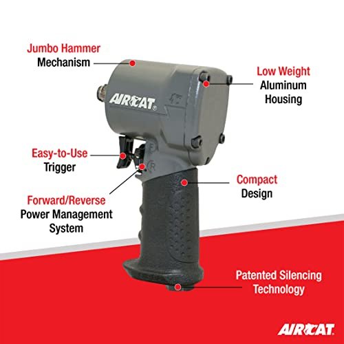 AirCat 1057-TH : 1/2" Compact Impact Wrench 500 Ft-Lbs