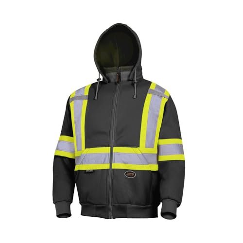 Pioneer V1060471 High Visibility Work Hoodie, Polyester Fleece