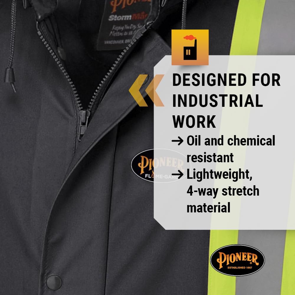 Pioneer V3520170 FR Oil & Chemical Resistant Rain Jacket - Hi-Vis Lightweight