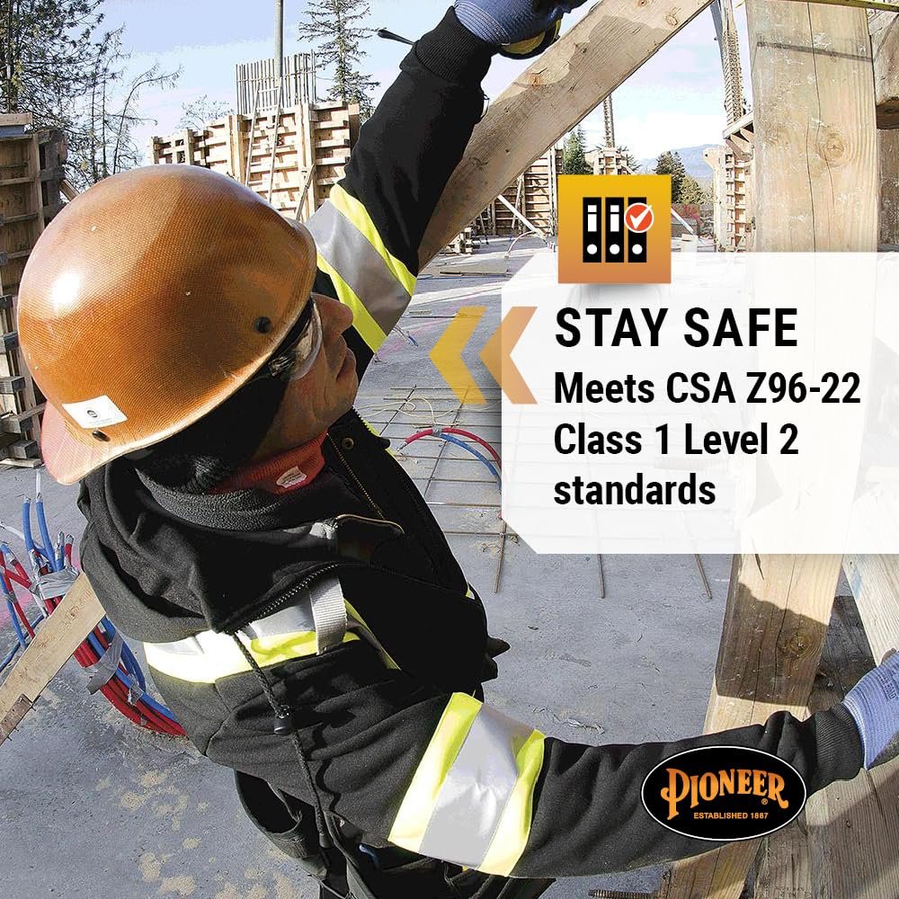 Pioneer V1060471 High Visibility Work Hoodie, Polyester Fleece