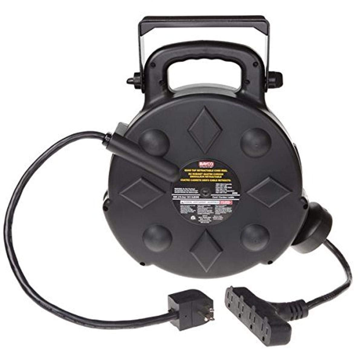 Bayco SL-8906 Carrete retráctil de polímero con cable para todo tipo de clima, 50'
