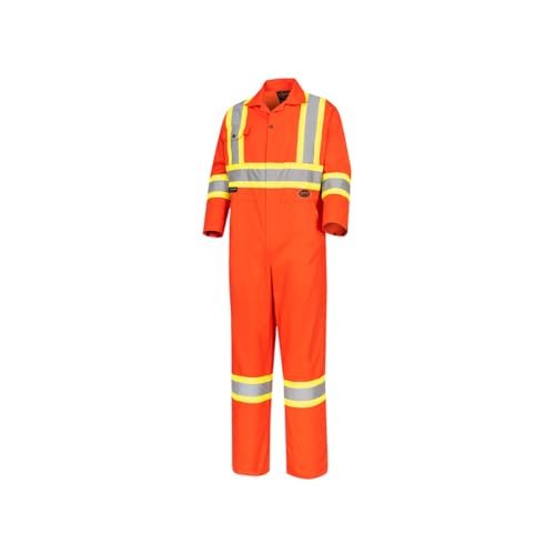 Pioneer CSA Action Back High Visibility Work Coverall with Elastic Waist & Adjustable Wrist, 7-Pocket