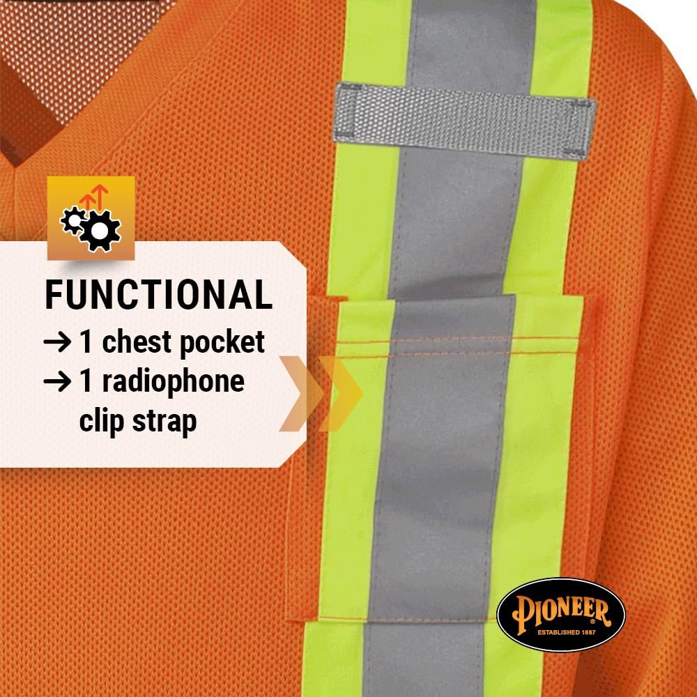 Pioneer Construction Quick-Dry Mesh High Visibility Work Safety Long Sleeve Shirt
