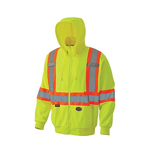 Pioneer V1060560 High Visibility Safety Hoodie, Micro Fleece, Yellow-Green