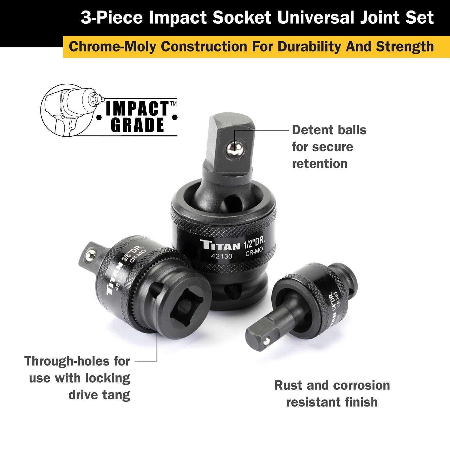 Titan TIT40160 Jeu de joints universels à douille à choc