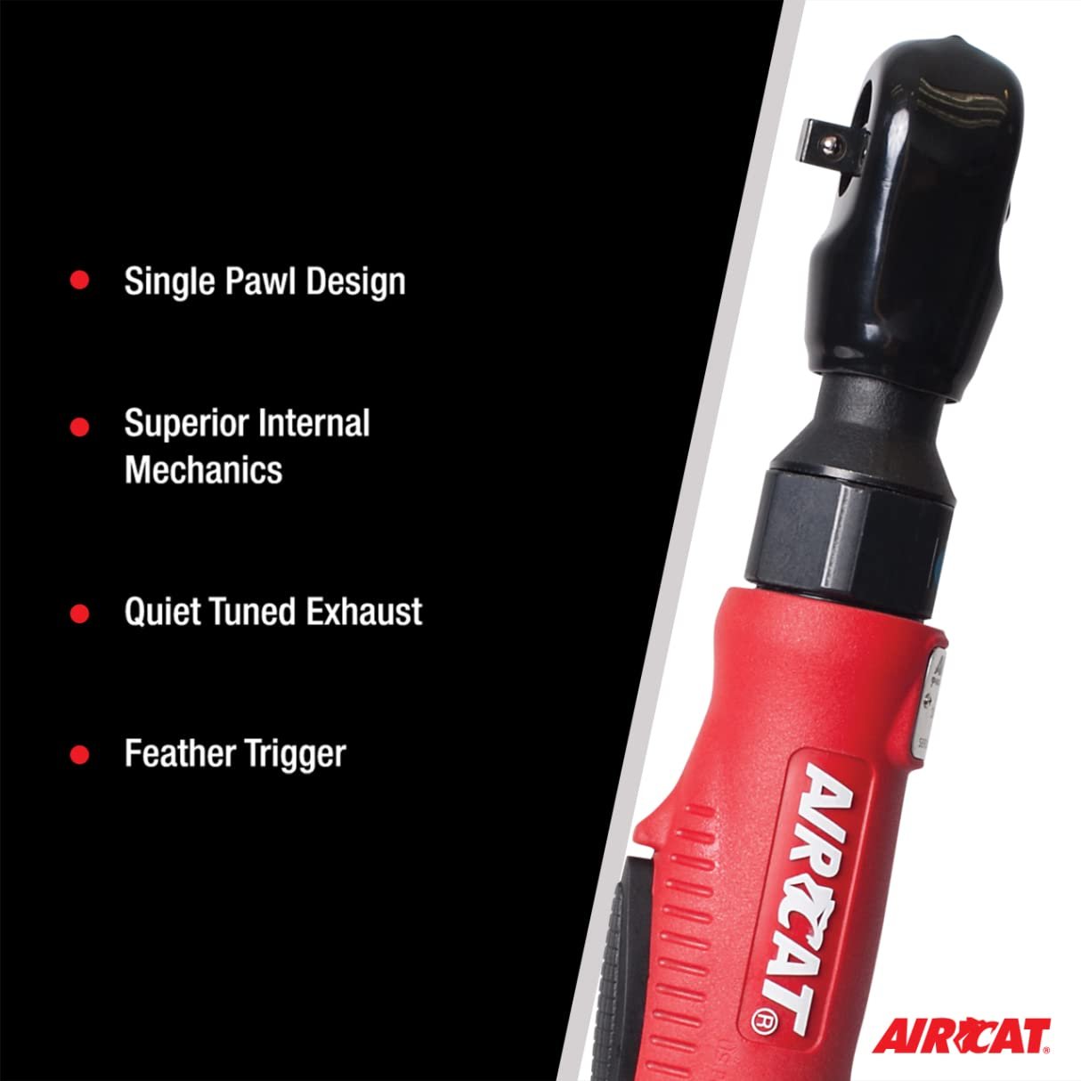 AIRCAT Acr800R 1/4-Inch Red Composite Ratchet with Single Pawl Mechanism