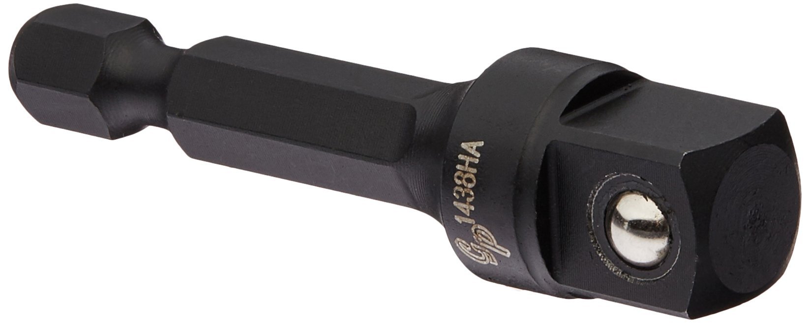 Adaptador de casquillo cuadrado de 1/4" hexagonal x 3/8" gris neumático (1438HA)