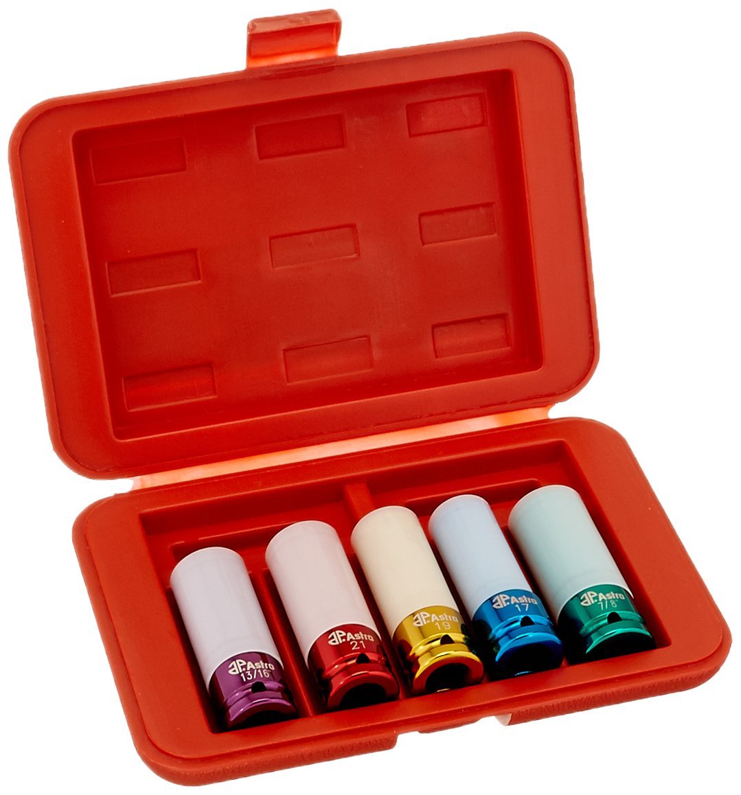 Astro Pneumatique 7835 Jeu de 5 douilles à chocs avec manchons de protection en plastique chromés