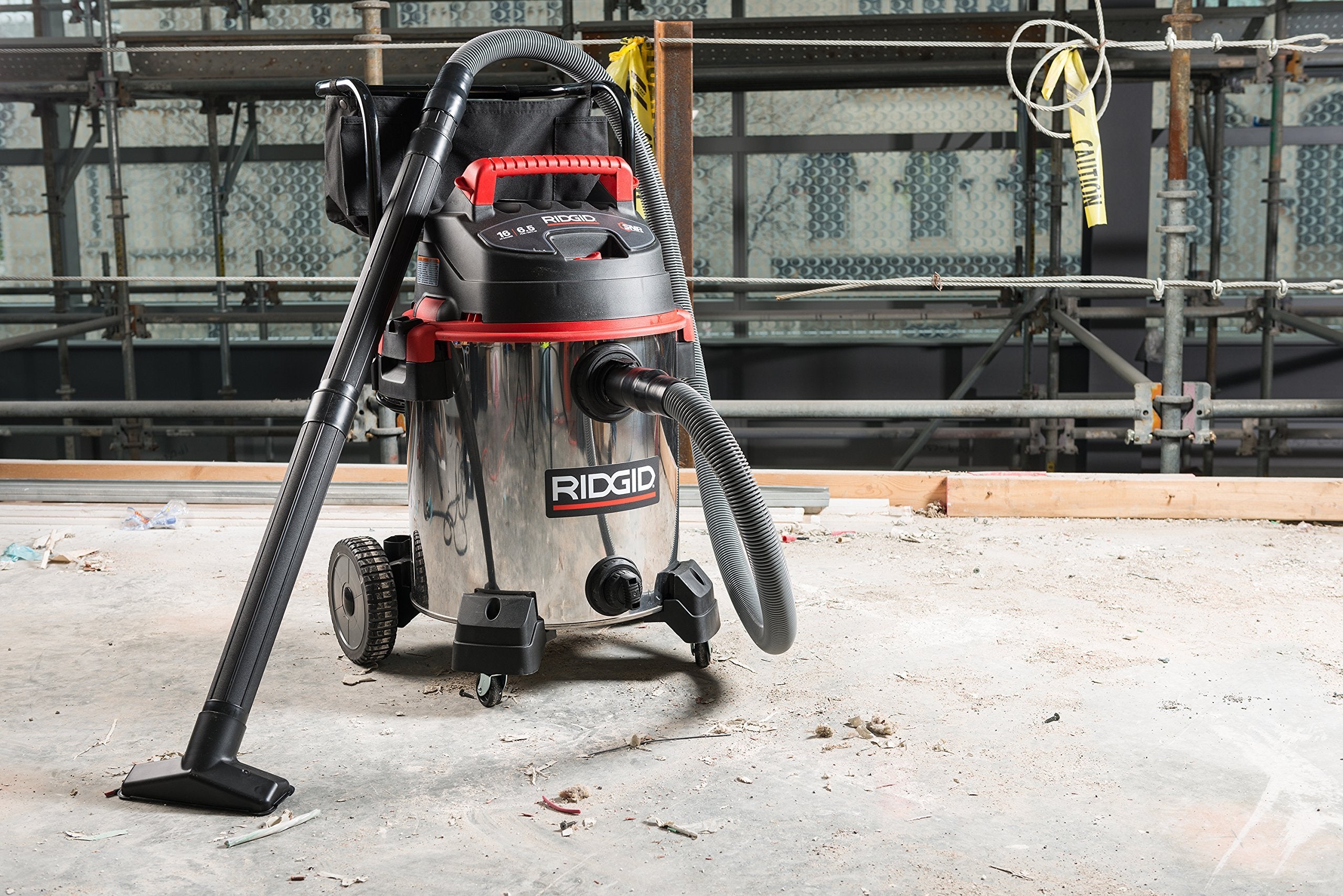 Ridgid 50353 Stainless Steel Wet/Dry Vacuum with Cart, 16 Gallon, Red