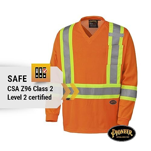 Pioneer Construction Quick-Dry Mesh High Visibility Work Safety Long Sleeve Shirt