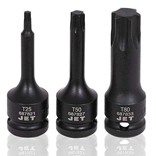 Juego de vasos de impacto con puntas TORX profesionales regulares de 10 piezas con accionamiento Jet de 1/2 pulgada, 610326