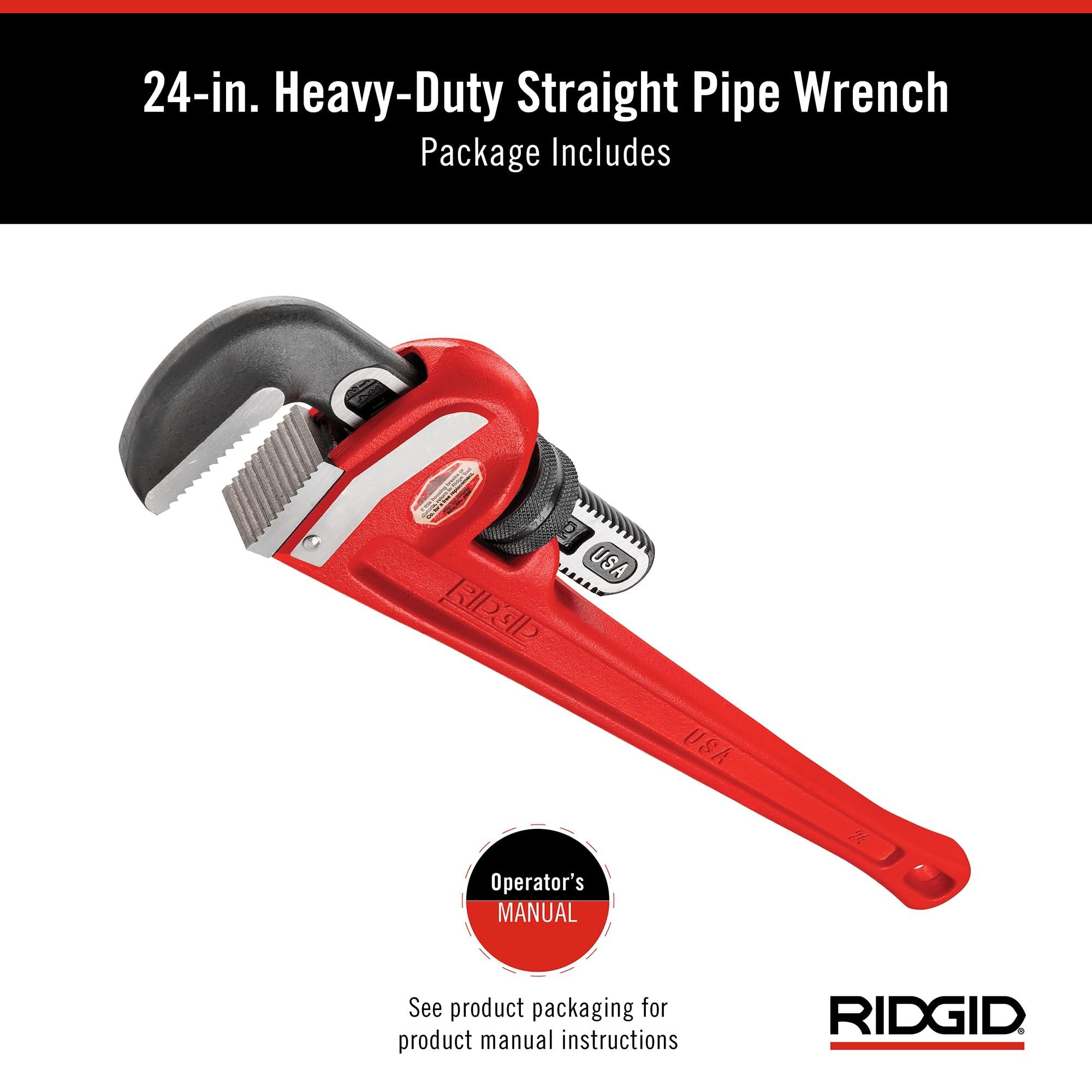Ridgid Tools 31030 Llave para tubos recta de servicio pesado de 24 pulgadas