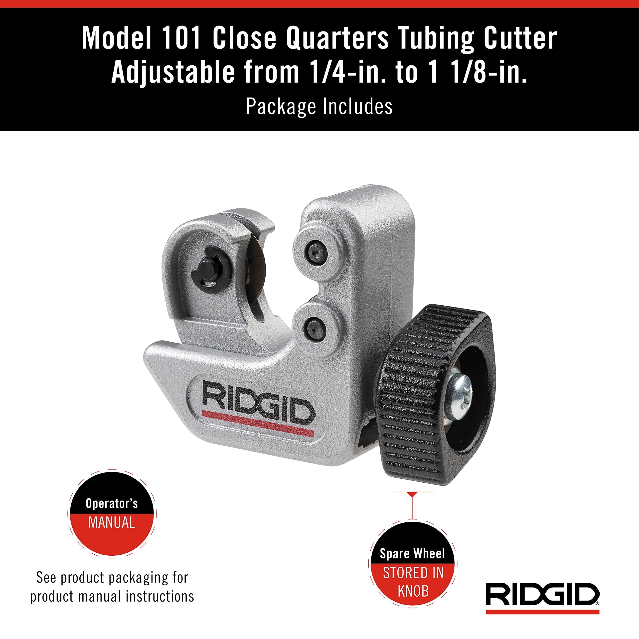 Ridgid Tools 40617 Coupe-tube 1/4" à 1-1/8" pour quartiers rapprochés