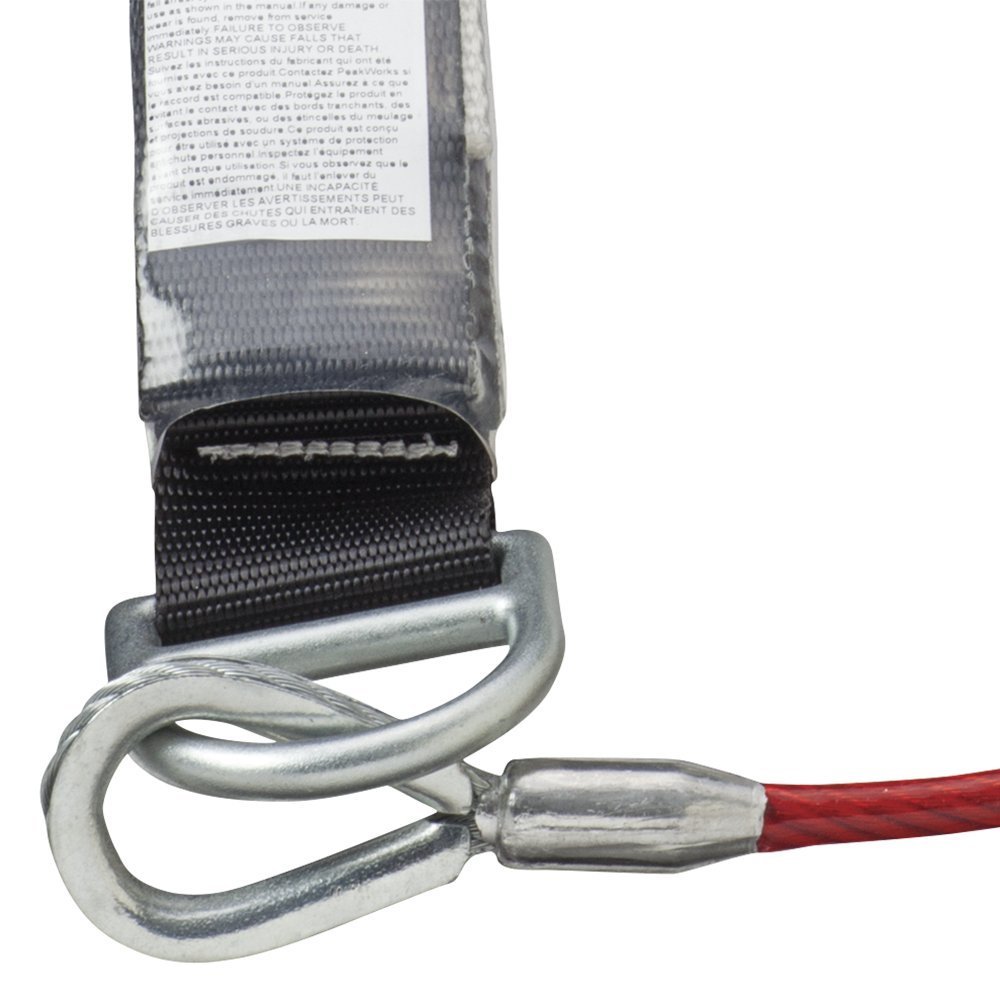 PeakWorks CSA 6' (1.8 m) Shock Pack - Snap & Form Hooks - Single Leg - E4 Shock Absorbing Fall Arrest Lanyard Connector, 1/4" Galvanized Cable, V8108126