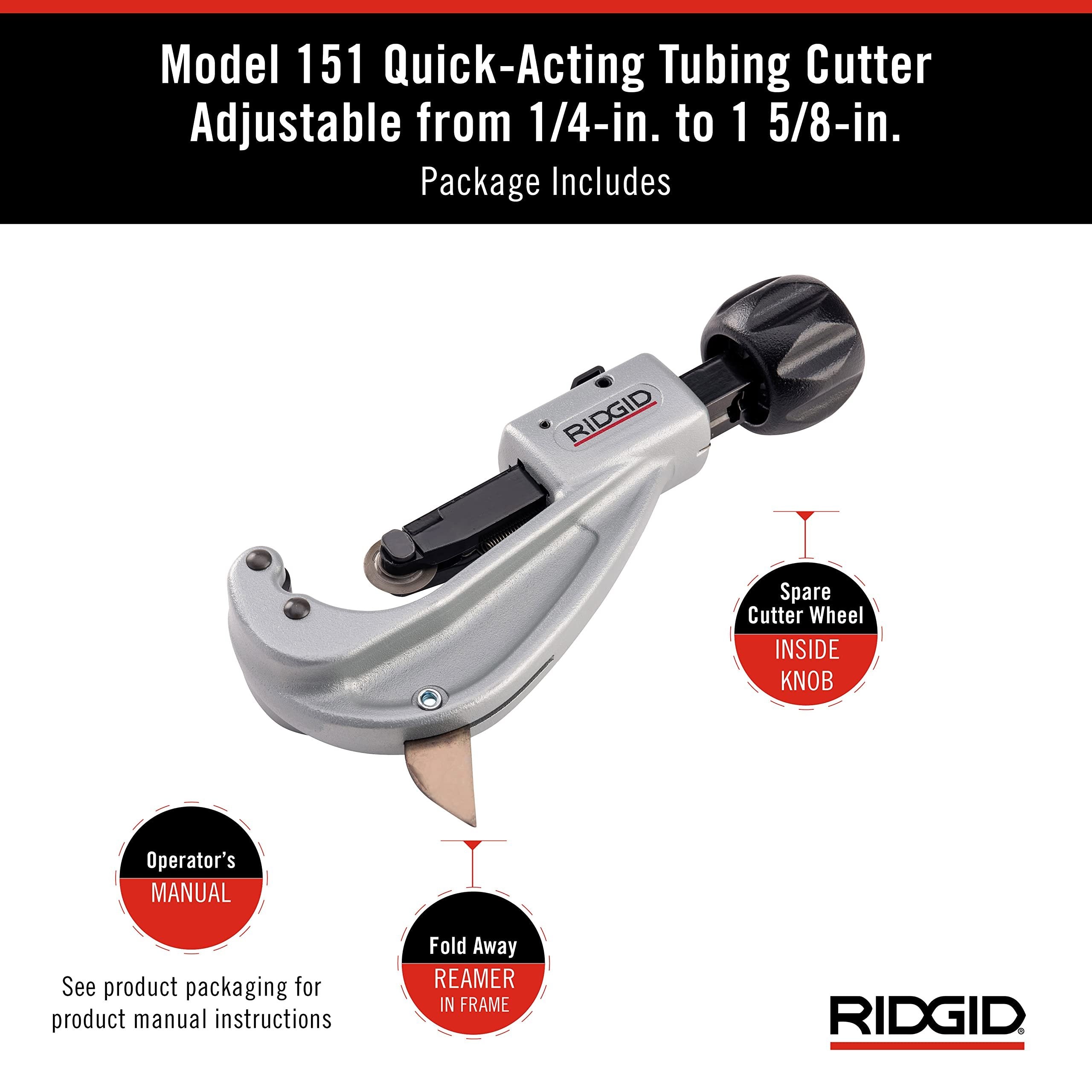 Ridgid Tools 31632 1/4-Inch To 1-5/8-Inch Quick Acting Tubing Cutter