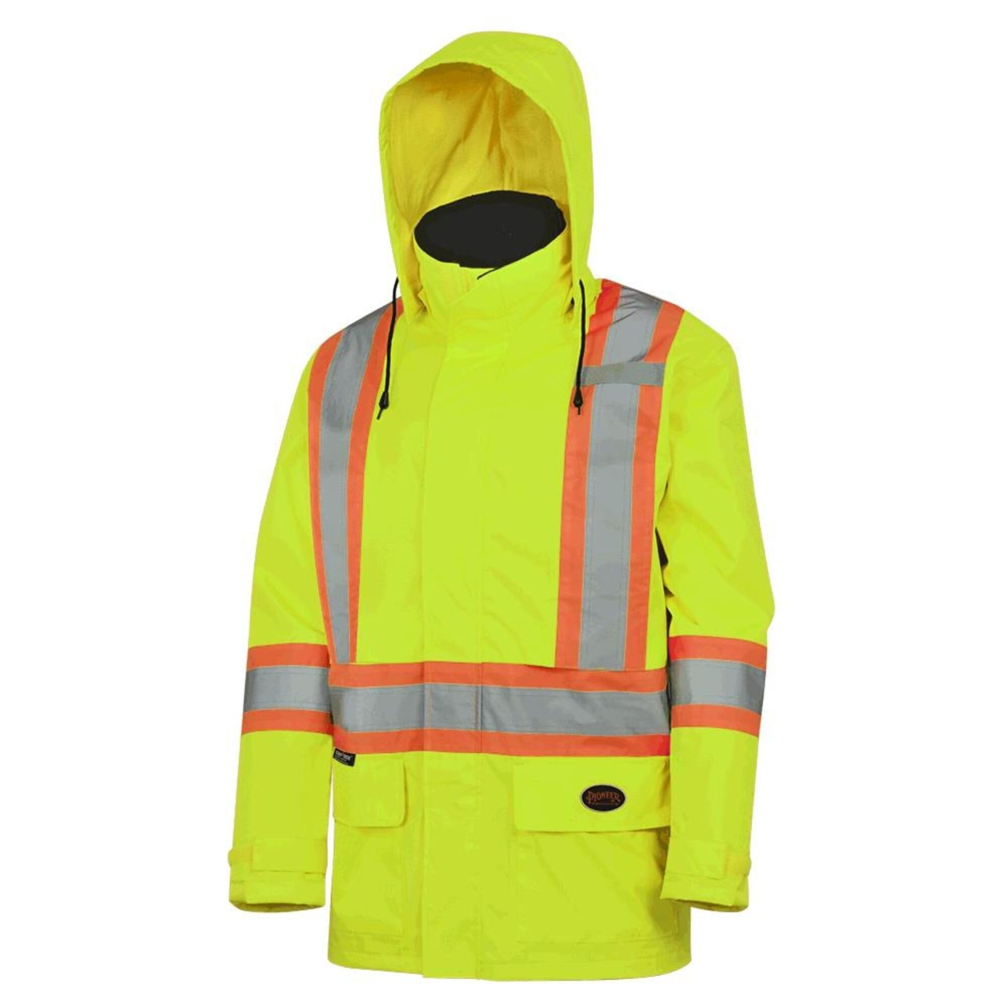 Pioneer V1090160 Lightweight Hi-Viz Safety Rain Jacket, Comfort Fit