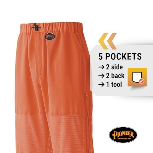 Pioneer Easy Boot Access 5 Pockets Work Pants, Adjustable Elastic Waist, Hi Vis and Reflective Stripe