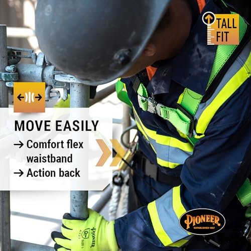 Pioneer CSA Action Back High Visibility Work Coverall With Elastic Waist & Adjustable Wrist, 7-Pocket, Tall Fit