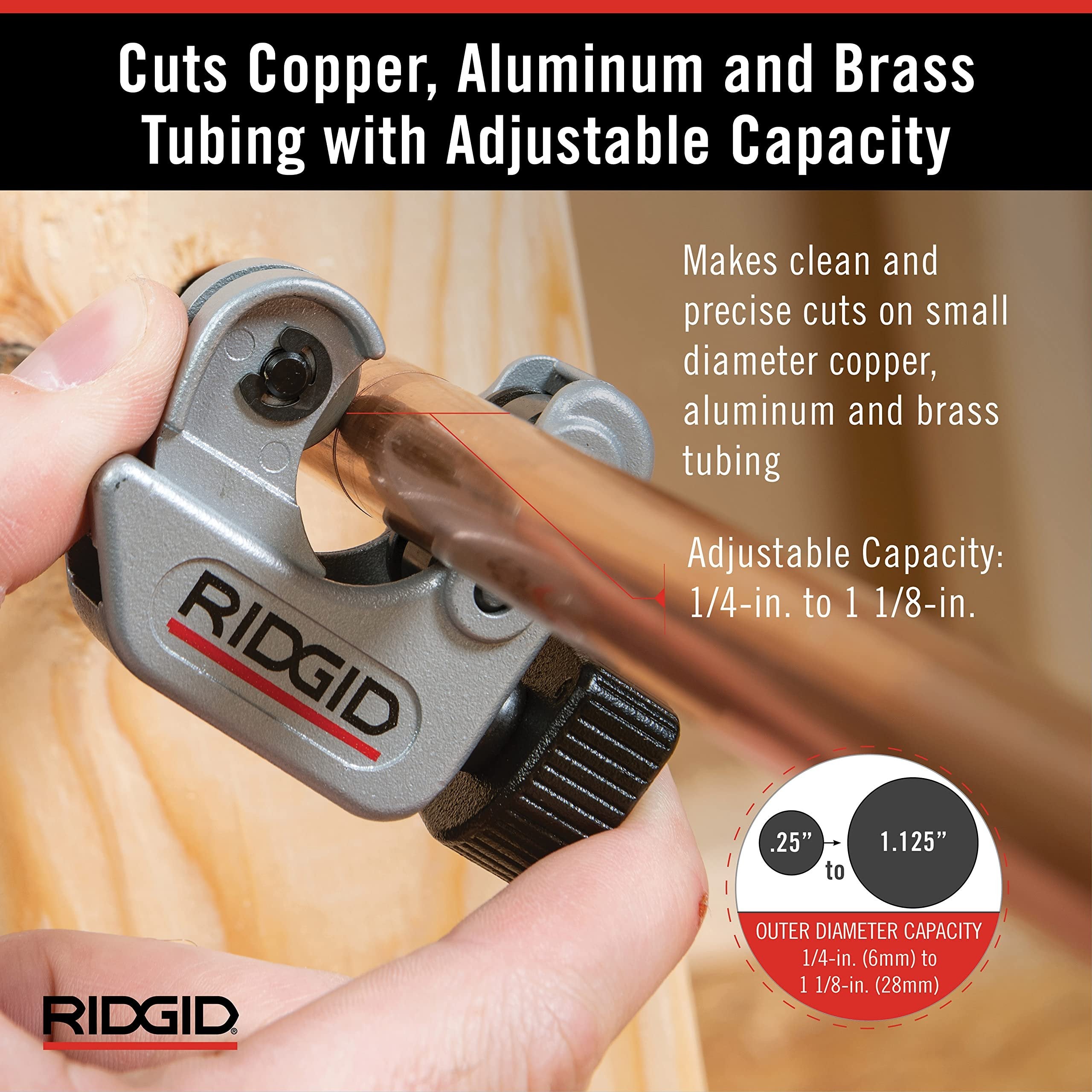 Ridgid Tools 40617 Coupe-tube 1/4" à 1-1/8" pour quartiers rapprochés