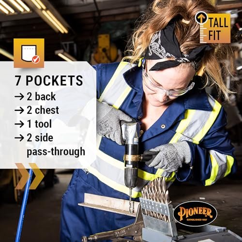 Pioneer CSA Action Back High Visibility Work Coverall With Elastic Waist & Adjustable Wrist, 7-Pocket, Tall Fit