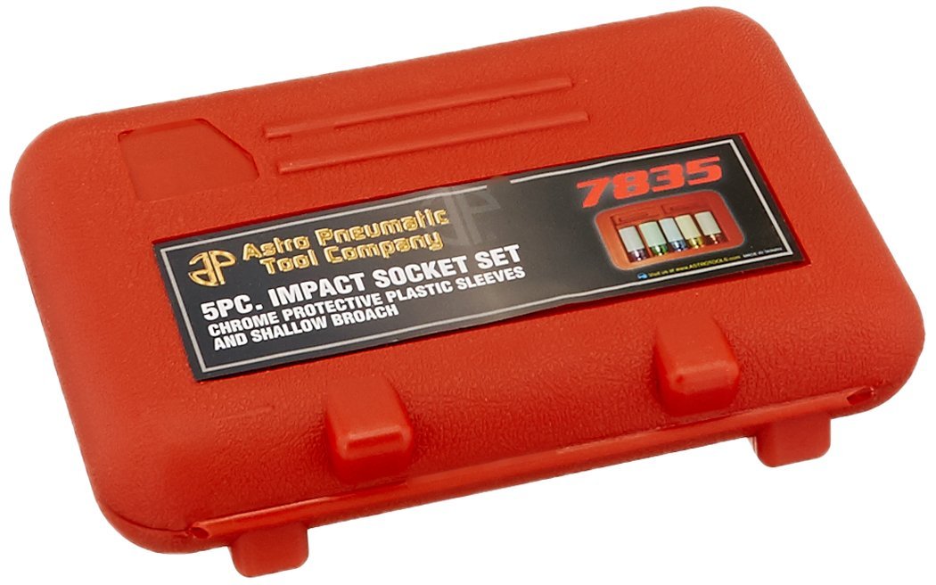 Astro Pneumatic 7835 5-Piece Impact Socket Set with Chrome Protective Plastic Sleeves