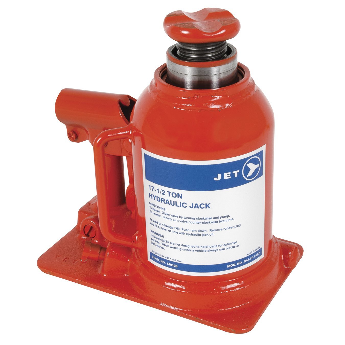 JET 140108 - 17-1/2 Ton Hydraulic Bottle Jack-Low Profile-Super