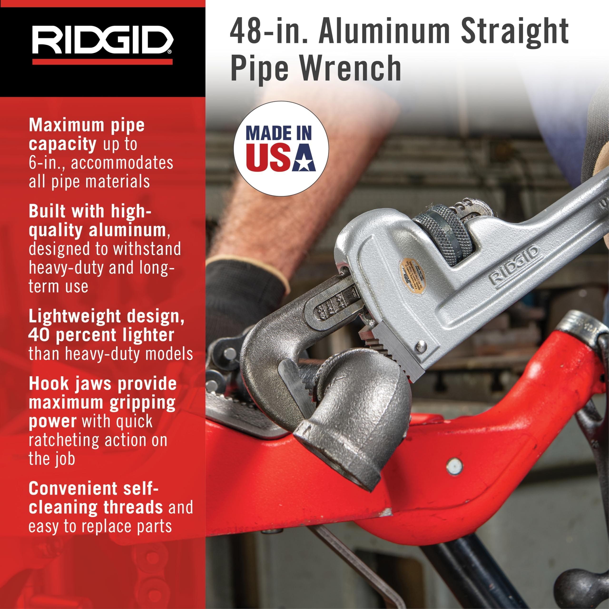 Ridgid Tools 31115 48-Inch Aluminum Pipe Wrench