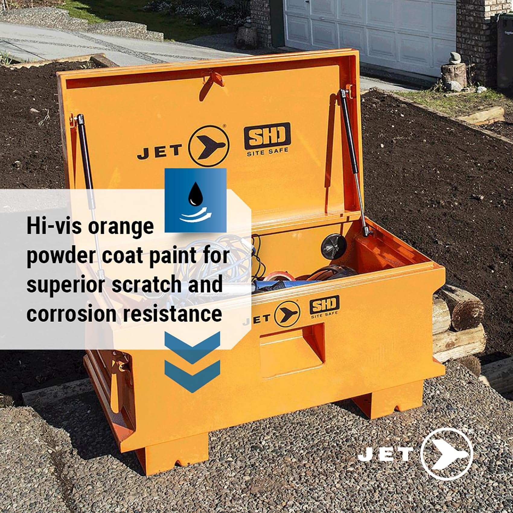 Jet 842480-Caja de almacenamiento de herramientas para el lugar de trabajo de 32 x 19 pulgadas, súper resistente