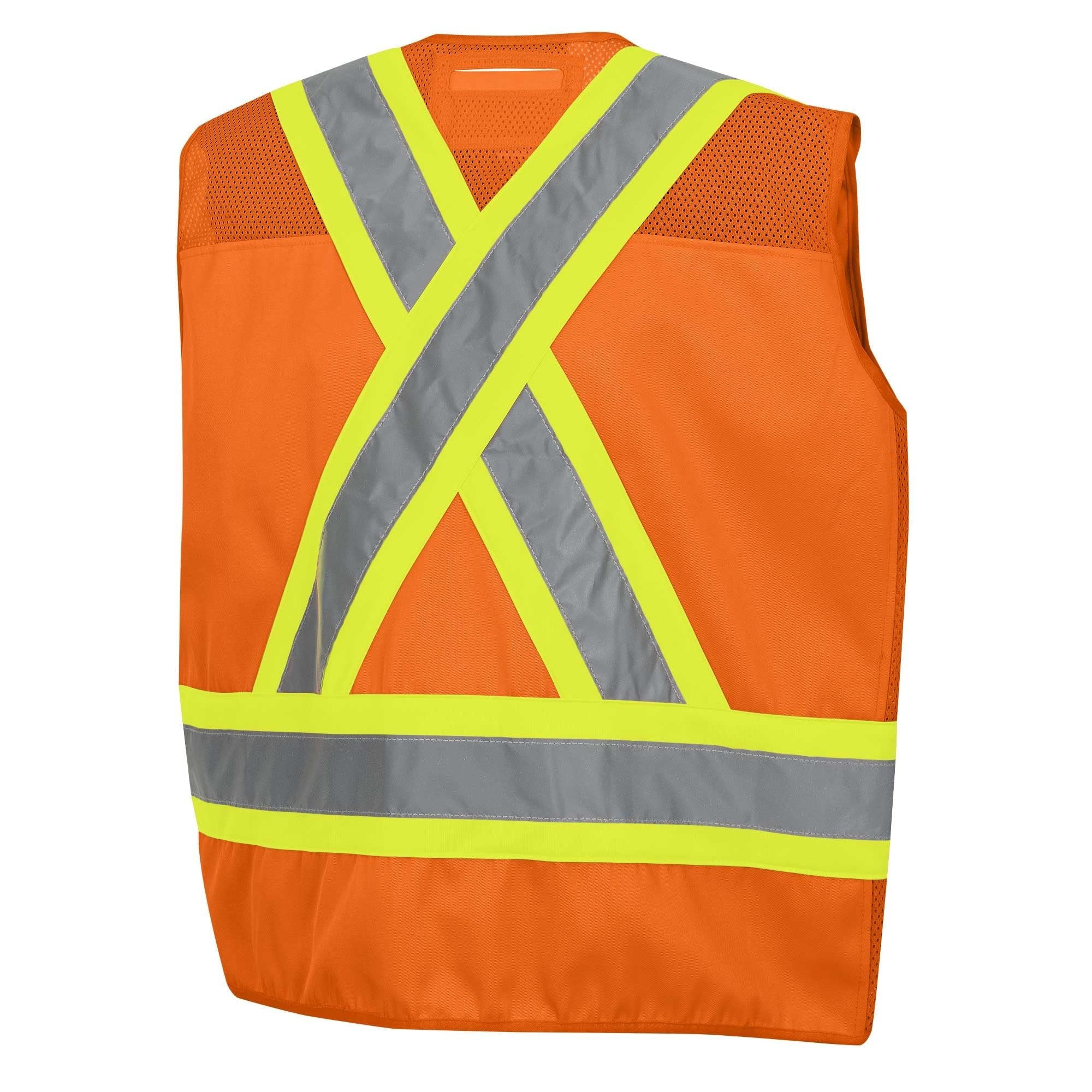 Pioneer High Visibility 5 Point Tear-Away Surveyor Safety Vest, Extra-Long Back, Yellow-Green