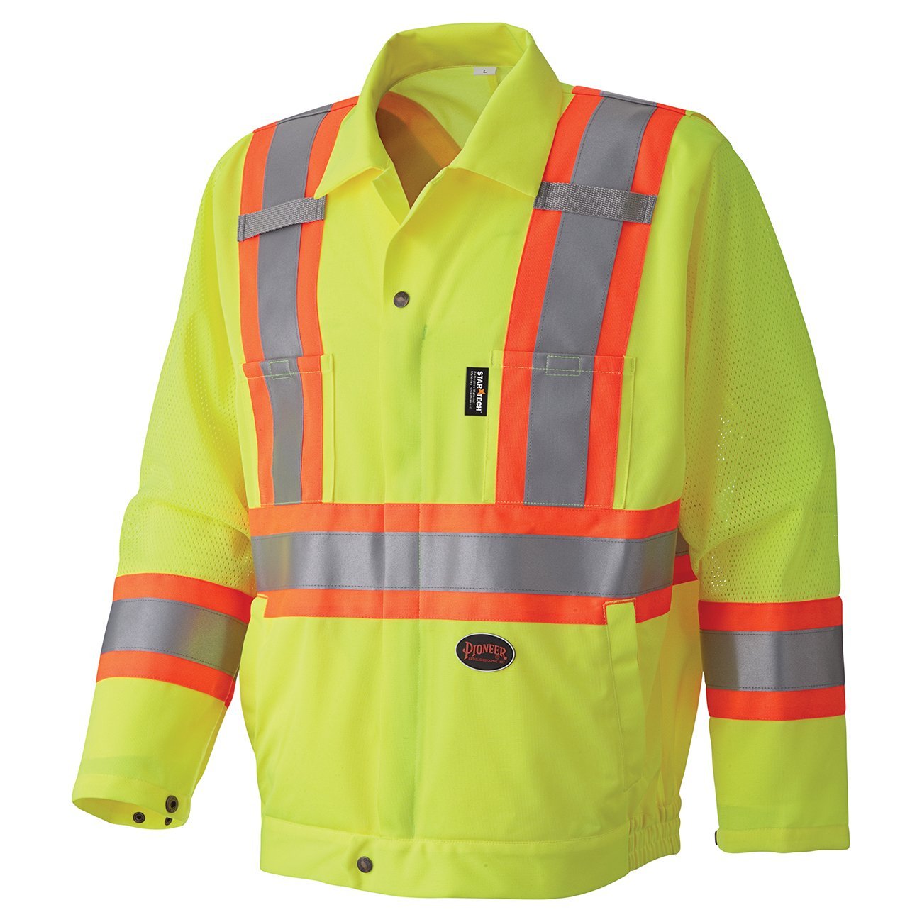 Pioneer V1070260 Hi-Viz Traffic Control Safety Jacket, 5 Storage Pockets