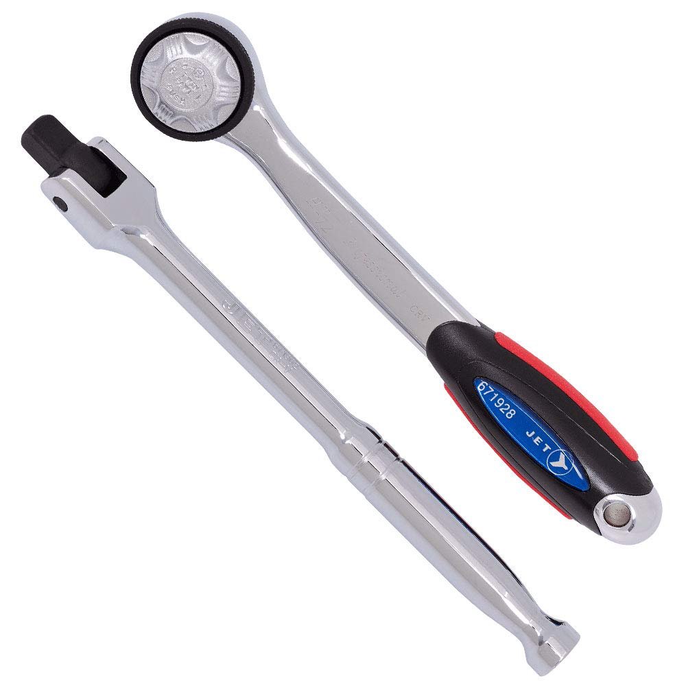 Jet 600242, juego de llaves de trinquete cromadas con accionamiento SAE/métrico de 3/8 pulgadas, 45 piezas, 12 puntos