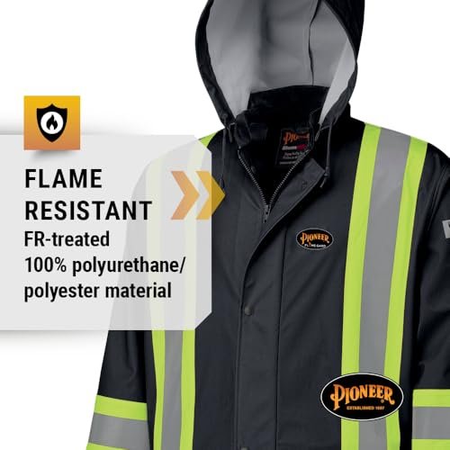 Pioneer V3520170 FR Oil & Chemical Resistant Rain Jacket - Hi-Vis Lightweight