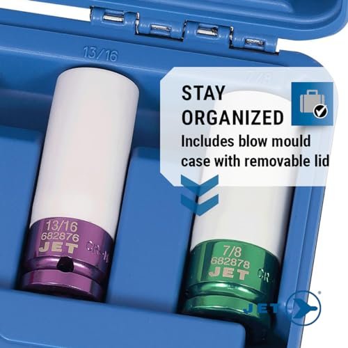 Jet 1/2-inch Drive, 5-Piece Deep SAE/Metric Professional Mag Wheel Impact Socket Set, 610341