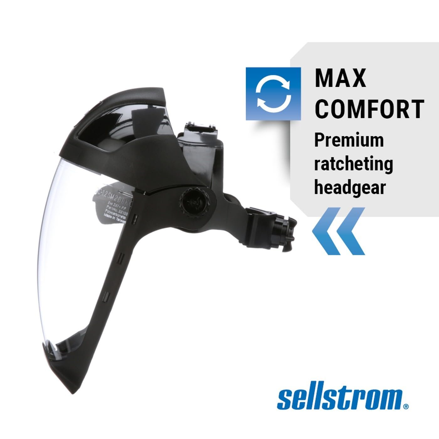 Sellstrom S32210 Protector facial de policarbonato antivaho transparente con barbilla extendida y protector lateral, universal