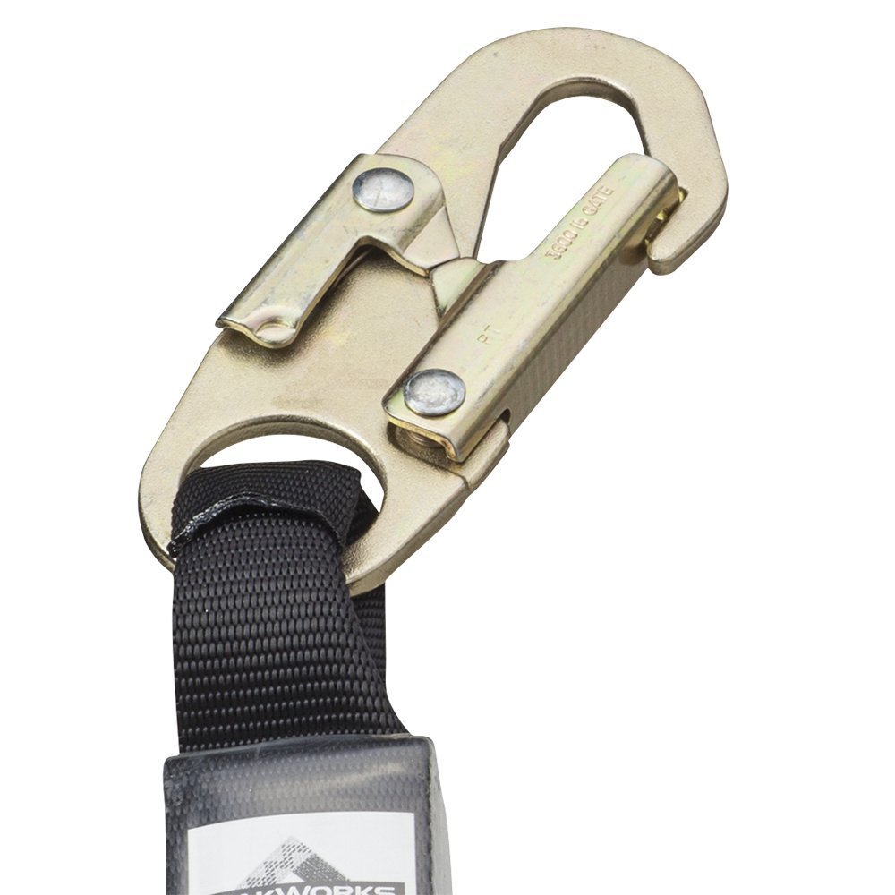 PeakWorks CSA 4' (1.2 m) Shock Pack - Snap Hooks - Single Leg - E4 Shock Absorbing Fall Arrest Lanyard Connector, 1/4" Galvanized Cable, V8108104