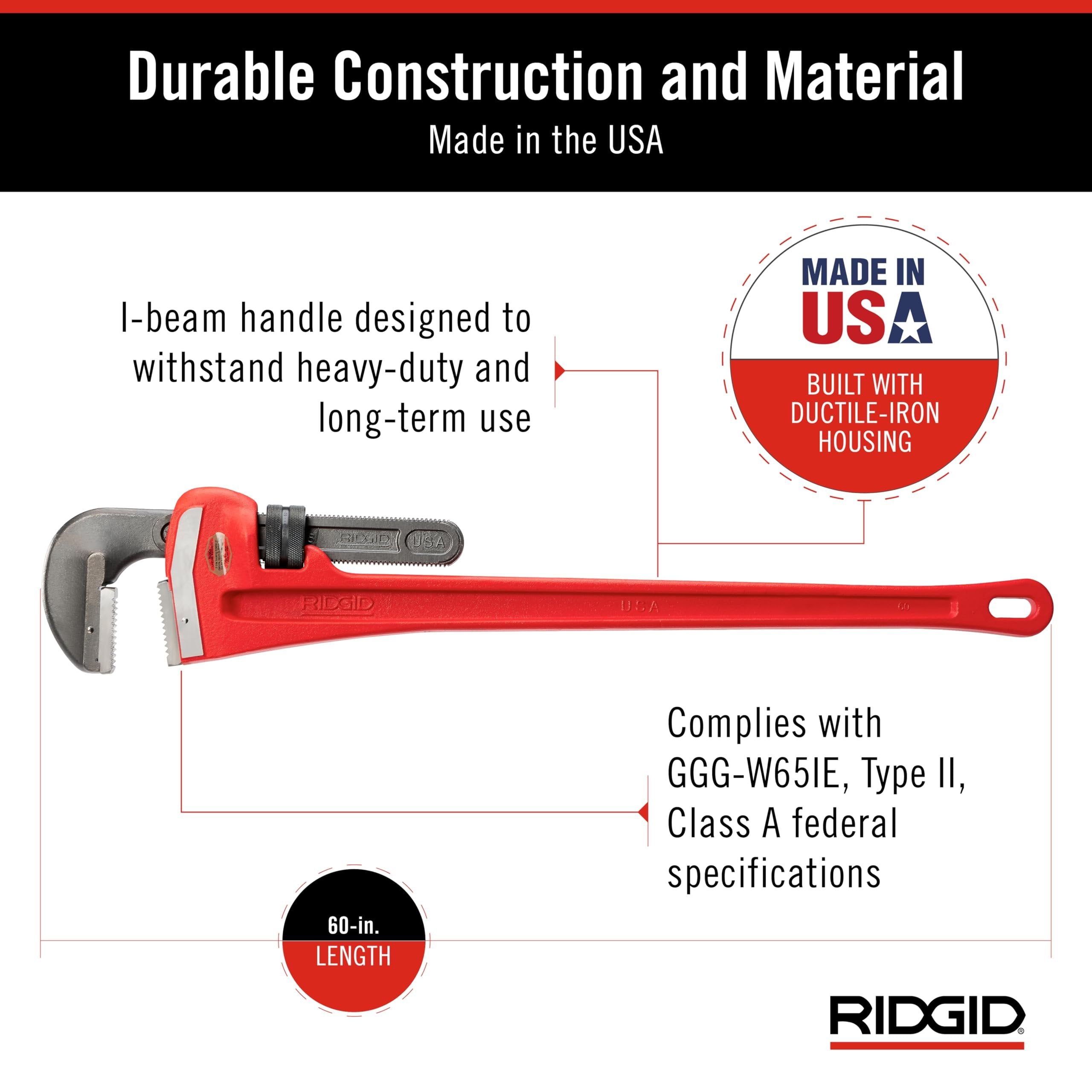 Ridgid Tools 31045 60-Inch Heavy-Duty Straight Pipe Wrench