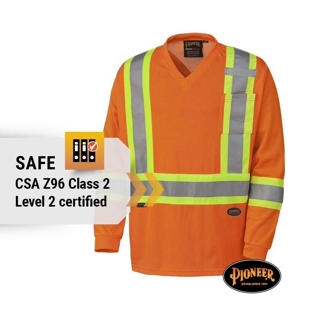 Pioneer Construction Quick-Dry Mesh High Visibility Work Safety Long Sleeve Shirt