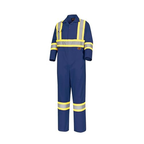 Pioneer CSA Action Back High Visibility Work Coverall With Elastic Waist & Adjustable Wrist, 7-Pocket, Tall Fit