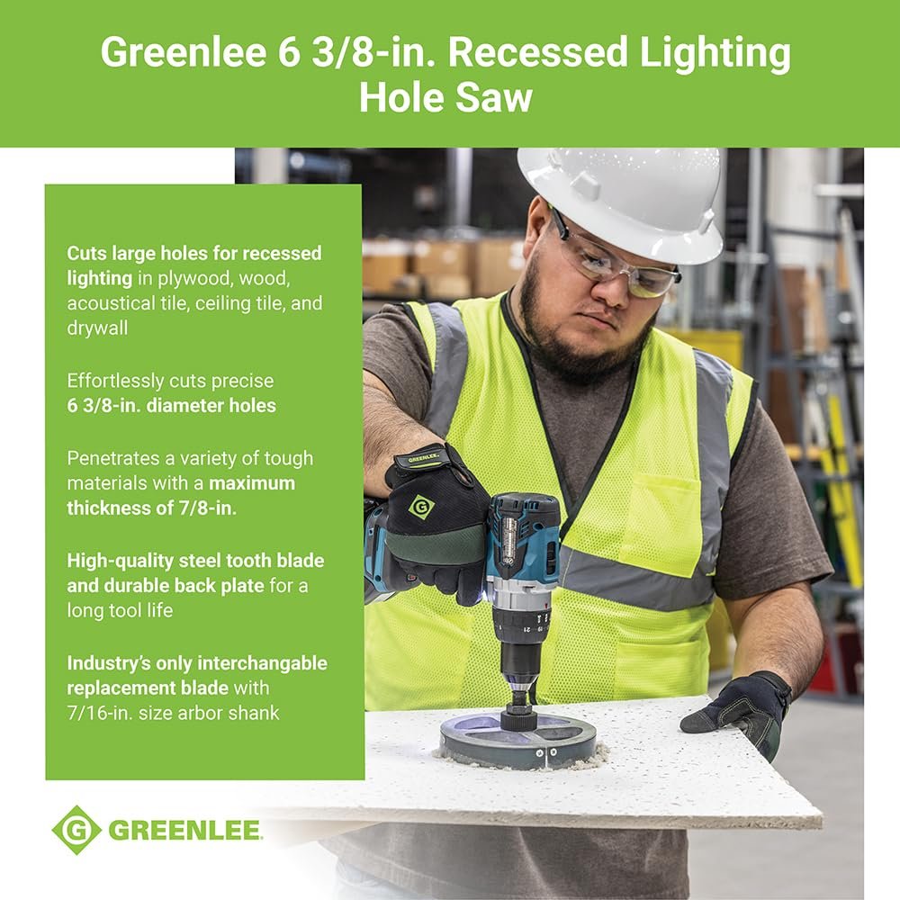 Greenlee 35713 Scie-cloche encastrée, dentée en acier, 6-3/8"