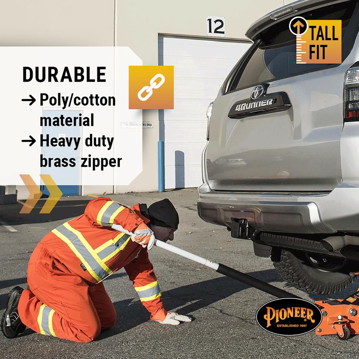 Pioneer CSA Action Back High Visibility Work Coverall with Elastic Waist & Adjustable Wrist, 7-Pocket, Tall Fit