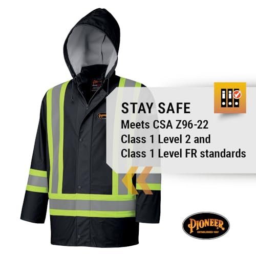 Pioneer V3520170 FR Oil & Chemical Resistant Rain Jacket - Hi-Vis Lightweight