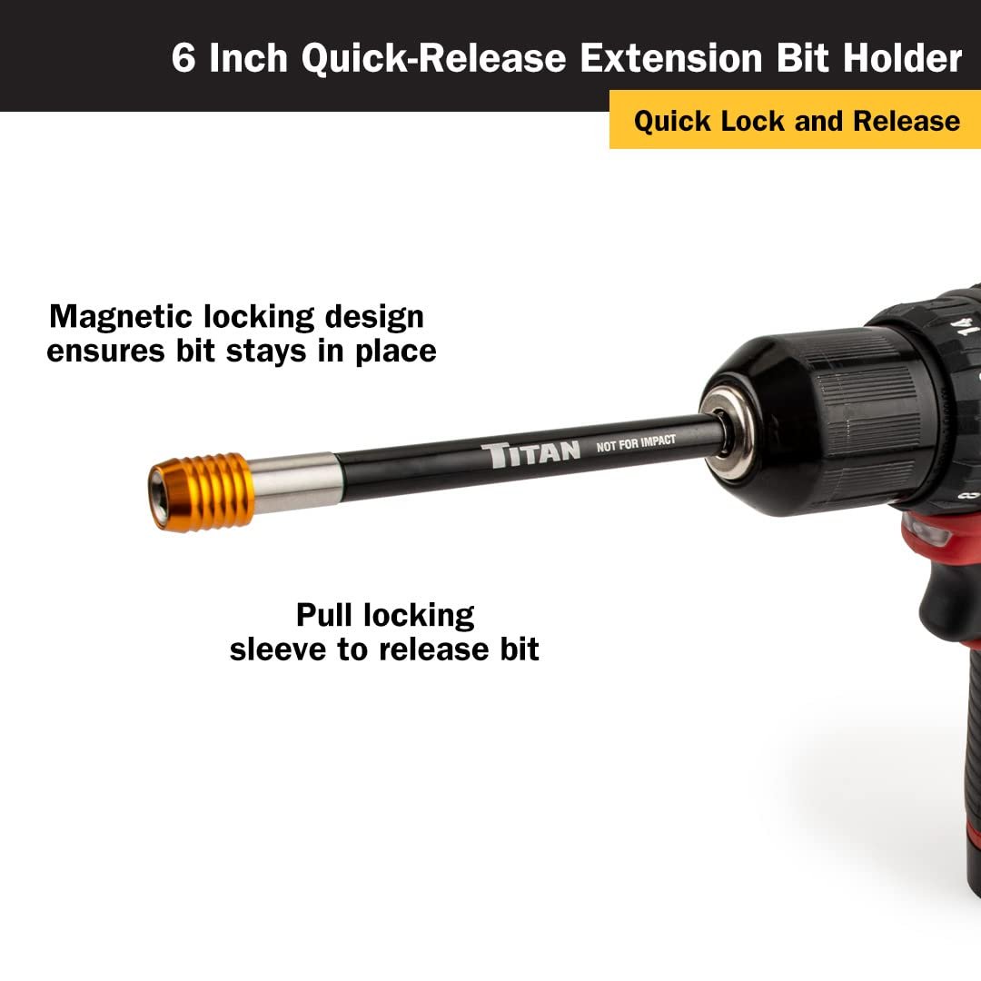 Titan 16006 Quick Release Extension Bit Holder, 6-Inch
