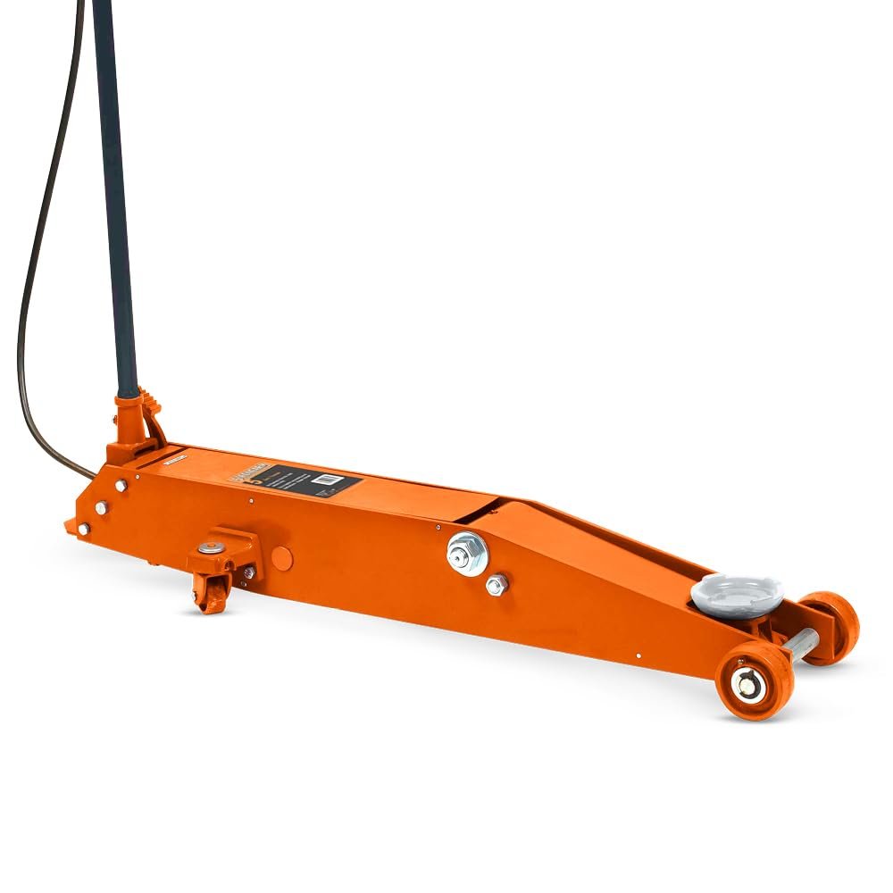 Strongarm Long Chassis Heavy-Duty Air Hydraulic 5 Ton Floor/Garage Service Jack - Swivel Casters, 30461