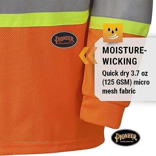 Pioneer Construction Quick-Dry Mesh High Visibility Work Safety Long Sleeve Shirt