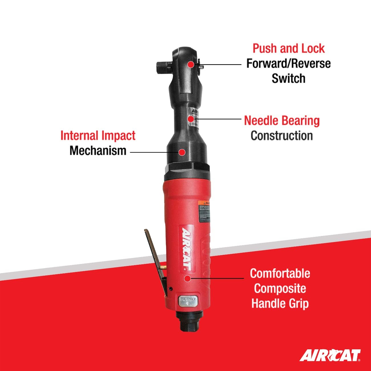 AirCat 803-RW: 3/8" Rection-Less Ratchet 80 Ft-Lbs 600 RPM